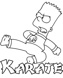Download and print these karate coloring pages for free. Bart Simpson Training Karate Coloring Page Sheet