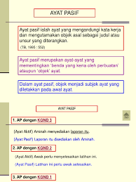 (a) emak memasak nasi dan sebagainya. Ayat Aktif Amp Pasif
