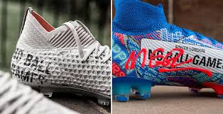 The nike boots of jadon sancho of borussia dortmund with the words 'kennington where it started'. Puma Designers Hit Out At Nike For Copying Idea For Jadon Sancho Signature Boots Footy Headlines