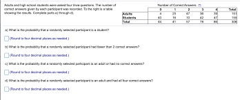 Buzzfeed staff can you beat your friends at this quiz? Solved Adults And High School Students Were Asked Four Trivia Questions The Number Of Number Of Correct Answers E Correct Answers Given By Each Pa Course Hero