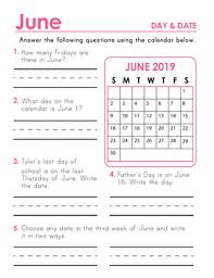 June Is The Gateway To Summer Students Practice Identifying And Writing The Days And Dates With This Cal Teaching Calendar Calendar Worksheets Time Worksheets