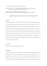 It spread across social classes, reaching a zenith in the 19th century, when around half of chinese girls and women had their feet bound. Pdf Modified People Indicators Of A Body Modification Subculture In A Post Subculture World