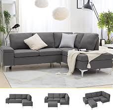 This style of sectional works best in large rooms or spaces. Amazon Com Esright Right Facing Sectional Sofa With Ottoman Convertible Sectional Sofa With Armrest Storage Sectional Sofa Corner Couches For Living Room Apartment Right Chaise Gray Fabric Furniture Decor