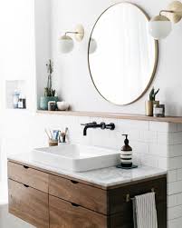A Simple Modern Design Upgrade The Round Mirror Glitter Inc Modern Bathroom Vanity Bathroom Interior Bathroom Design
