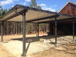 22 By 30 White Top Carport With 6 Bronze Beams Bronze Rain Gutters And Downspouts And 4 Bronze Posts Set Into C Aluminum Carport Rustic Pergola Pergola