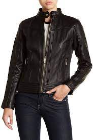 Michael Michael Kors Leather Ribbed Panel Jacket Nordstrom Rack Panel Jacket Leather Jacket Style Leather Jacket