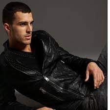 Versace Men S Chevron Leather Biker Jacket Pursuitist Leather Jacket Men Leather Jacket Outfit Men Versace Men