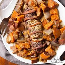 Within the fat content, a pork loin (tenderloin) contains 2.12 g of saturated fat, 0 g of trans fat, 0.66 g of polyunsaturated fat and 2.74 g of monounsaturated fat. Slow Cooker Crock Pot Pork Tenderloin Recipe With Apples Wicked Spatula