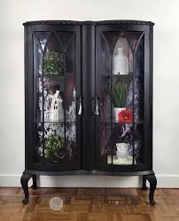 Black Glass Display Cabinet Free Delivery Hand Painted In Vintro Victorian Black And Clear Waxed To Protect The Back Of The Cabinet Has Had Acry Glasvitrine