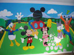Kids bedroom disney projectables mickey mouse clubhouse led, source: Hand Painted Mickey Mouse Clubhouse Wall Mural Mickey Mouse Room Mickey Mouse Clubhouse Bedroom Mickey Mouse Clubhouse
