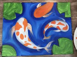 Xxl painting, original abstract painting, modern colorful art, living room wall art, office wall decor, acrylic pouring painting. Koi Fish Painting Step By Step Tutorial With Pictures