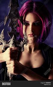 Deity, beautiful woman with green hair in golden goddess armor. Beautiful Girl Warrior Image Photo Free Trial Bigstock