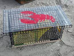 Place sea shells randomly on the trap on top of the net. Lobster Trap Coffee Table Lobstah Rockah