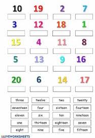 One Two Three Four Five Six Seven Eight Nine 10 11 12 13 14 15 16 17 18 19 20 Numbers 1 20 Language English Grade Level 3 4 School Subject English As A S Number Words Worksheets English Worksheets For Kids Kindergarten Math Worksheets