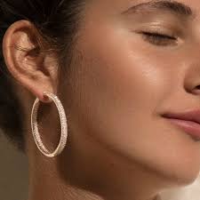 Arracadas clásicas grandes pavé oro rosa