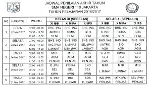 Aug 09, 2021 · i. Jadwal Pas Tahun Pelajaran 2016 2017 Semester Genap Sma Negeri 110 Jakarta