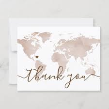World Map Tan Travel Destination Wedding Photo Thank You Card Zazzle Com Photo Thank You Cards Destination Wedding Photos Destination Wedding