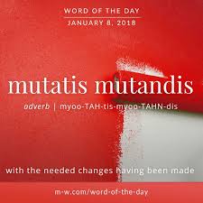 Today S Wordoftheday Is Mutatis Mutandis Language Merriamwebster Dictionary Uncommon Words Words Cool Words