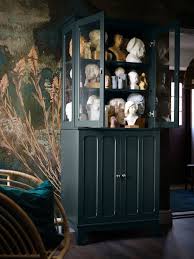 Lommarp Cabinet With Glass Doors Dark Blue Green 33 7 8x78 3 8 Ikea Glass Cabinet Doors Ikea New Ikea