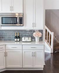 Metallic Gray Backsplash Metallic Backsplash Kitchen Color Combos Gray Subway Ti In 2020 Gray Kitchen Backsplash Backsplash For White Cabinets Kitchen Cabinets Decor