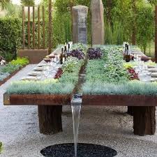 Modern Tables With Miniature Gardens And Grass Garden Table Outdoor Dining Outdoor Dining Table