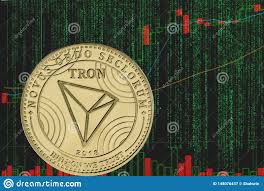 Token Trx Tron Cryptocurrency On The Background Of Binary