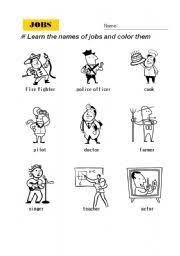 Students match the pictures to the twenty jobs and professions given above. Color And Learn Various Jobs Esl Worksheet By Umzzang