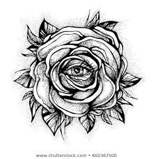 Black Tattoo Rose Flower With The Eye On White Background Tattoo Design Mystic Symbol New School Dotwork Boho De Rose Tattoos Eye Tattoo Rose Tattoo Design