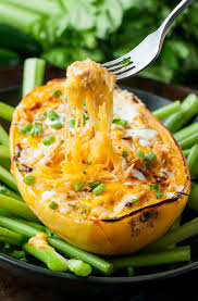 Buffalo Chicken Spaghetti Squash Bowls Peas And Crayons Recipe Chicken Spaghetti Squash Chicken Spaghetti Buffalo Chicken Spaghetti Squash