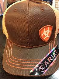 Ariat Men S Mesh Shield Logo Cap Brown Oilskin Os 701340569164 Ebay Mens Hats Baseball Hats Oilskin