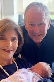 Former President George W. Bush welcomes first grandson
