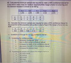 Solved 49 Calculate The Minimum Sample Size Required To Chegg Com
