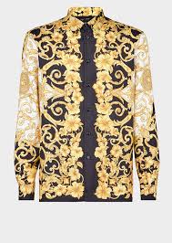Gold Hibiscus Print Silk Shirt Print Shirts Printed Silk Shirt Silk Shirt Men Versace Mens Shirt