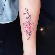 Geometric With Cherry Blossoms Geometric Flower Tattoo Cherry Blossom Tattoo Tattoo Cherry Blossom