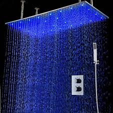 Doane 20 40 Recessed Thermostatic Hot Cold Water Led Rainfall Shower Head Handshower Funitic Rainfall Shower Rainfall Shower Head Shower Heads