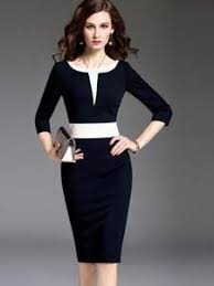 3 4 Sleeve Pencil Color Block Formal Women S Sheath Dress On Sale Now Women Cheap Dresses Womens Sheath Dress Womens Dresses