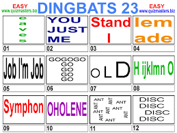 There are over 700 dingbats, and each dingbat game has been given a difficulty rating and although they don't come with answers. Dingbats