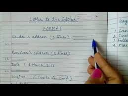 Letter To The Editor For Class 10 12 Cbse Part 1 Format Of Formal Letter Yout Formal Letter Writing Format Formal Letter Writing Letter Writing Format