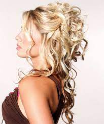 Let some curls fall in loose tendrils around your face for an even softer look. Bridesmaids Hairstyles For Long Hair Half Up Formal Half Up Long Curly Hairstyle 9488 Long Hair Styles Down Curly Hairstyles Medium Length Hair Styles