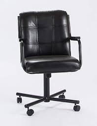 Casual Rolling Caster Dining Chair With Wood Arms And Black Vinyl Seat And Back 1 Chair Review Caster Chairs Solid Wood Dining Chairs Upholstered Arm Chair