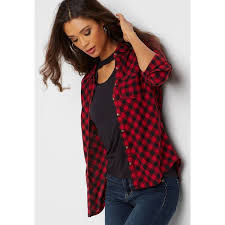 Black And Red Checkered Shirt Outfit Maurices Button Down Red And Black Gingham Flannel Shirt Women S 29 Liked On Polyvore Featu Red Black Plaid Shirt Red And Black Shirt Black Shirts Women