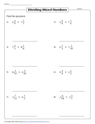 dividing fractions worksheets