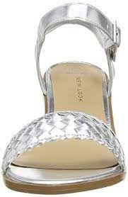 New Look Wide Fit Plaited Shiny Block Women S Wedge Heels Sandals Silver 92 3 Uk 36 Eu Amazon Co Uk Shoes B Wedge Heel Sandals Womens Wedges Sandals