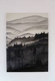 Black And White Oil Painting Landscape Handmade Oil Painting Deep In The Forest Black And White Etsy In 2020 Landscape Paintings Oil Painting Painting