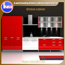 high gloss red kitchen cabinet with
