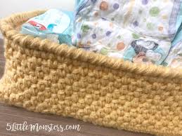 Slip st into beginning ch. 5 Little Monsters Crocheted Storage Basket