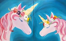 Blue hand painted unicorn flower elements. Family Fun Flower Crown Unicorn Cupcake Party 7 Saturday June 12 2021 Painting With A Twist Rochester Ny Greece