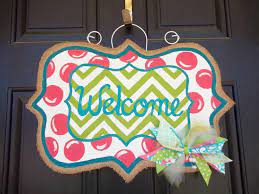 Spring Welcome Burlap Door Hanger Door Hangers Diy Burlap Door Hangers Painting Burlap