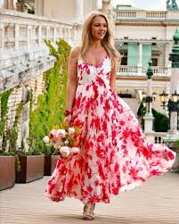 H&M Ivory White Red Floral Long Maxi Summer Wrap Dress size 8 36 Summer  Beach | eBay