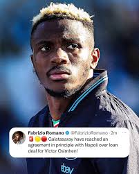 🚨 𝐁𝐑𝐄𝐀𝐊𝐈𝐍𝐆: Galatasaray have reached agreement in principle with  Napoli for Osimhen! 🟡🔴 Napoli have accepted straight loan proposal, no  option to buy clause — €9/10m salary covered by Galarasaray. Decision up